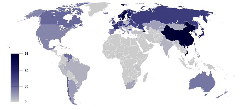 least religious countries in the world map